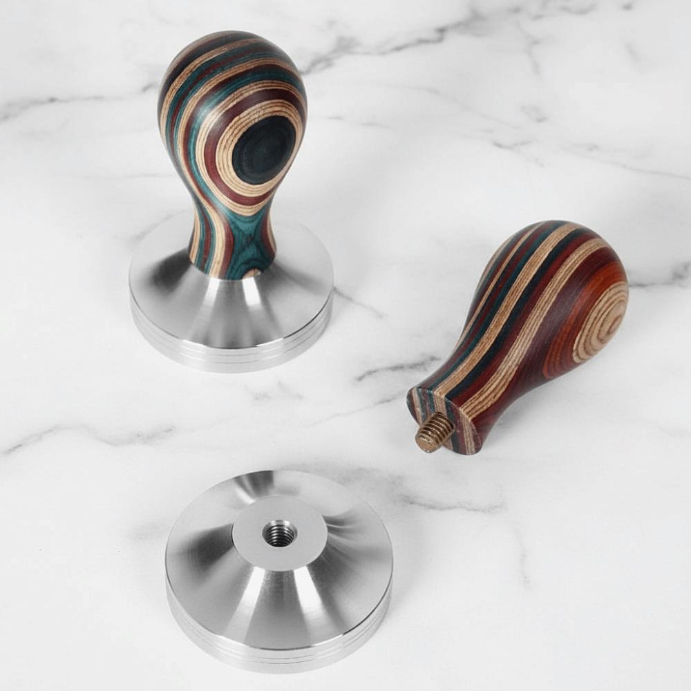 Abnehmbarer Bunter Holzgriff Kaffeepressstempel Gewinde/Flacher Boden Kaffeeverteiler Café