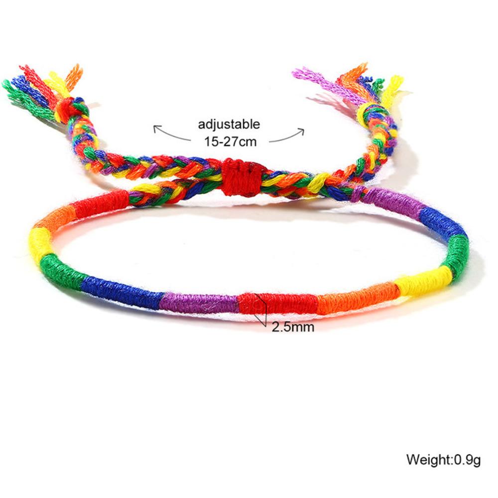 LGBTQ Rainbow Color Bracelets for Men Women,Adjustable Colorful Braided Rope Bracelet,Stylish Jewelry Gifts
