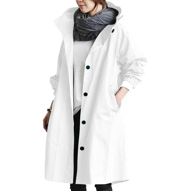 Autumn Long Sleeve Casual Plus Size Hooded Coats Women Fashion Think Mid Length Loose Outerwear Jackets Women Solid Elegant Street Solid Jacket 25331