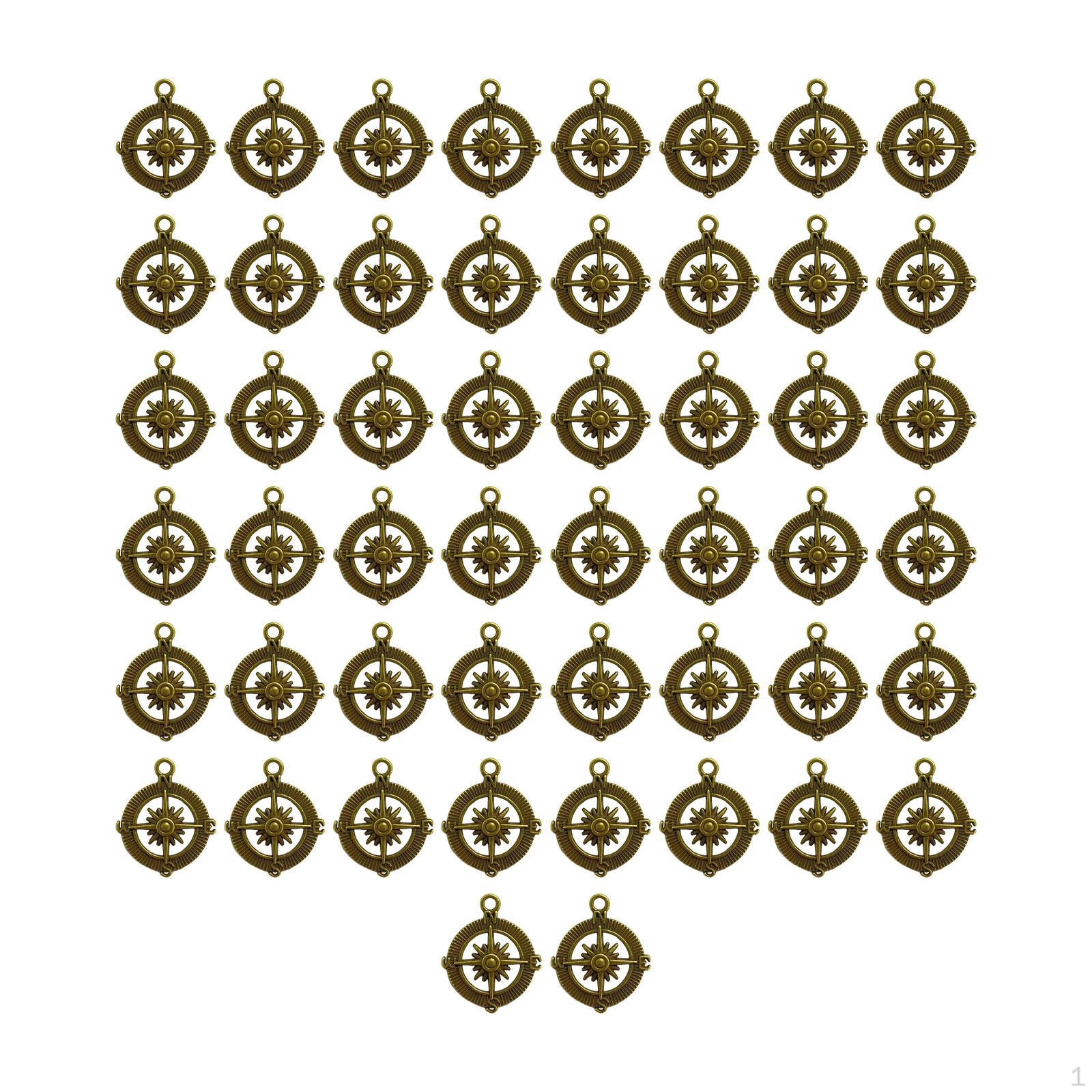 50 Pieces Charms for DIY Jewelry Projects, Alloy Accessories Hairpins Bronze Color