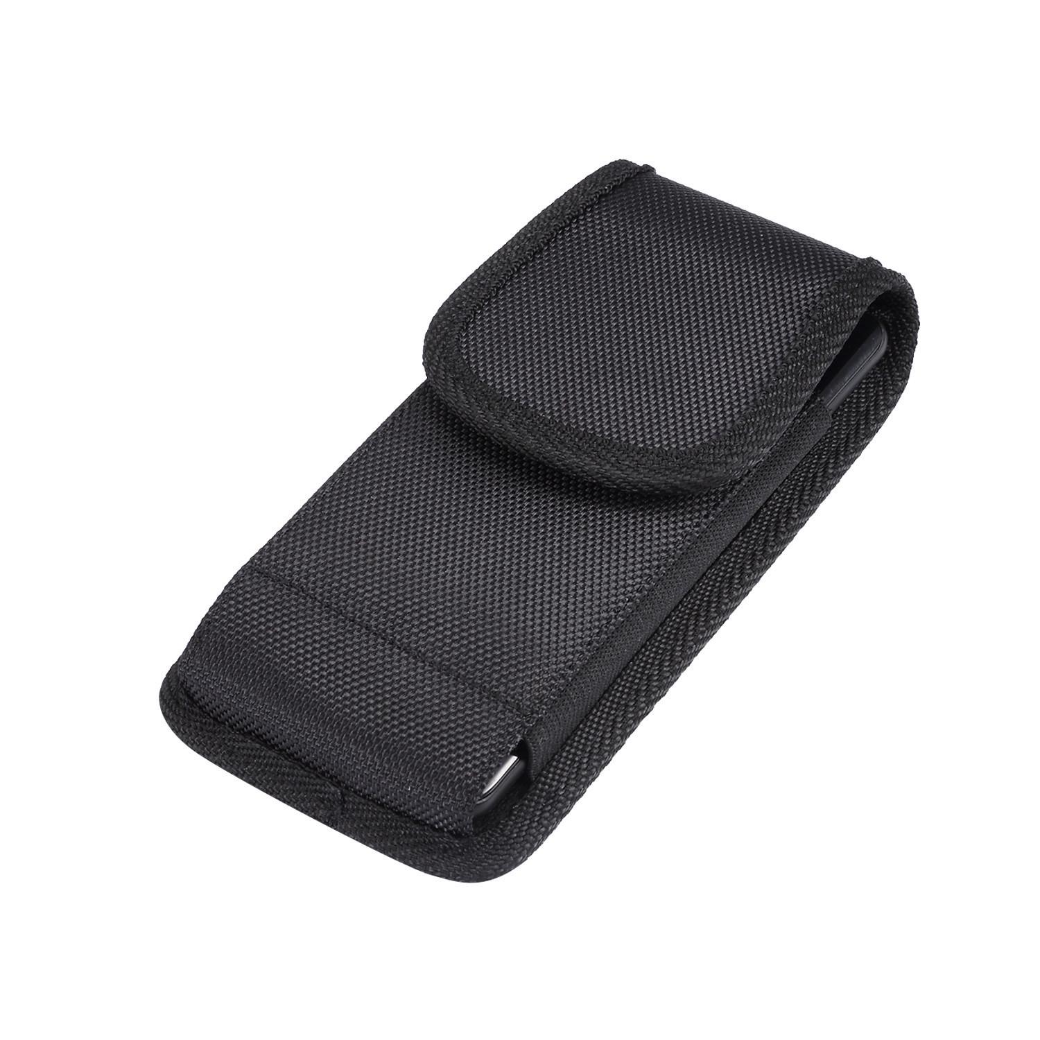 

6.9-Inch Nylon Phone Bag with Belt Loop - Durable, Scratch & Wear-Resistant Waist Pack for Construction Sites 5.2-inch Black