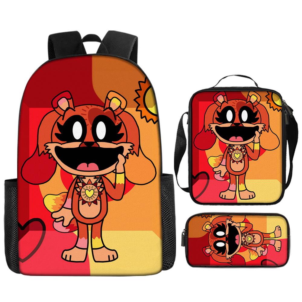 Poppyplaytime Mochila Escolar para Estudante Conjunto de Três Peças Mochila Bolsa Estojo