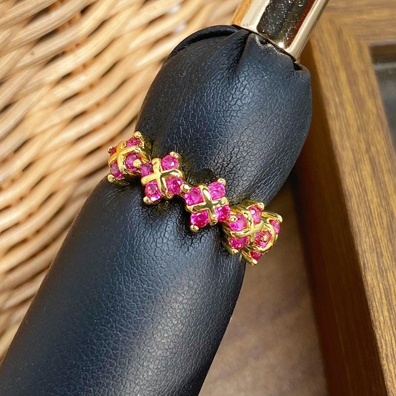 [Golden Diamond Dream] Medieval Vintage Narrow Version Full Of Diamonds Zir*****Pen Ring Geometric Super Fairy Stacked Ring