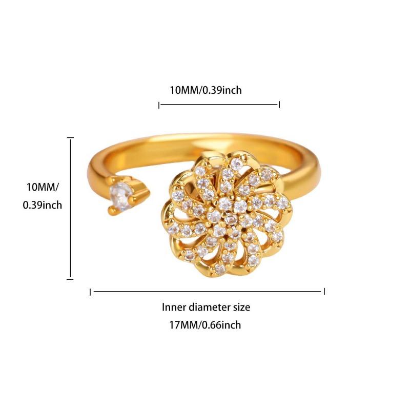New Hot-selling Rotatable Sunflower Ring Women's Creative Ring Anti-stress and Anxiety Women's Jewelry