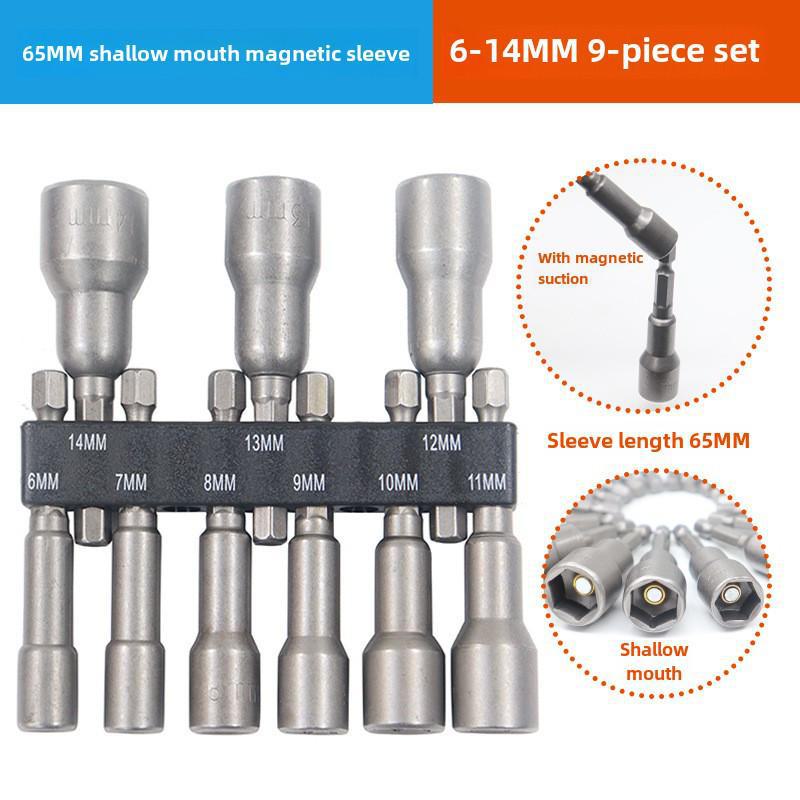Hex Handle Air Screwdriver Set, 6.35mm, 9/14-piece Metric & Imperial Socket Head Drill Accessories