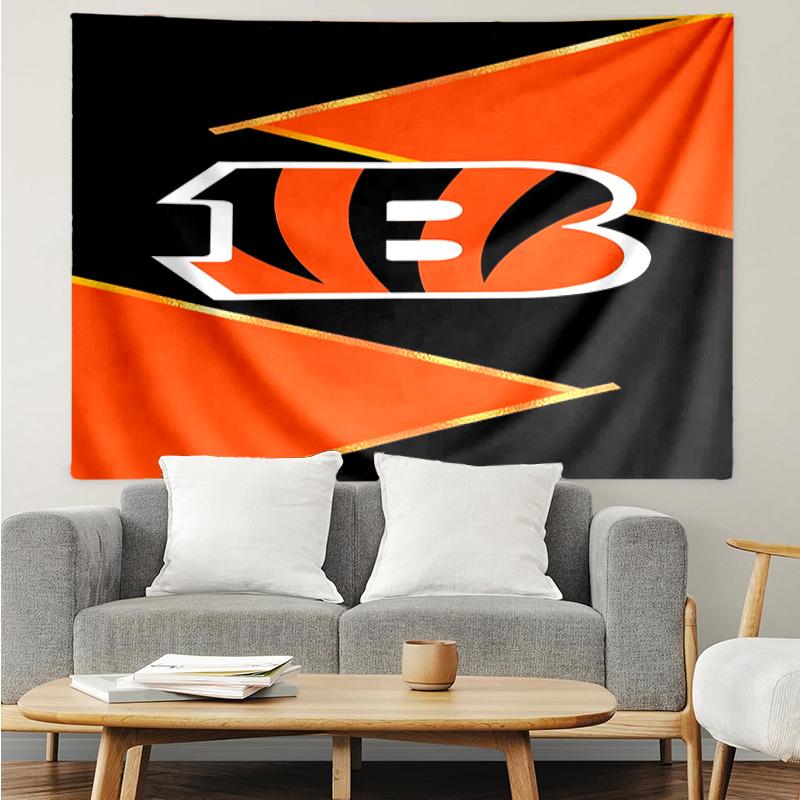 1PC Bengals Team Logo Artwork Quick-Dry Tapestry, Unique Design Tapestry, Suitable for Bedroom,Livingroom, Playroom,Heartwarming Holiday Gifts