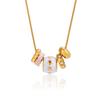 Youthway Oil Drip Beads Pendant Necklace For Women Minimalist  Gold Plated Stainless Steel Necklace Simple Fashion Jewelry