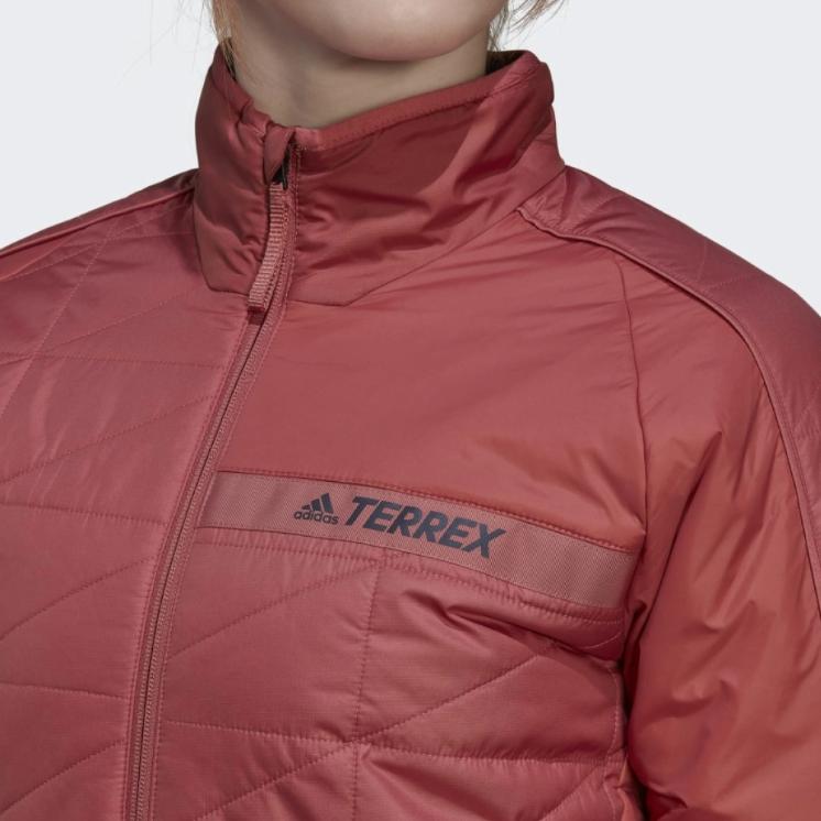 Adidas Terrex Logo Print Solid Color Stand Collar Cotton Jacket Women Jacket Red HI5445