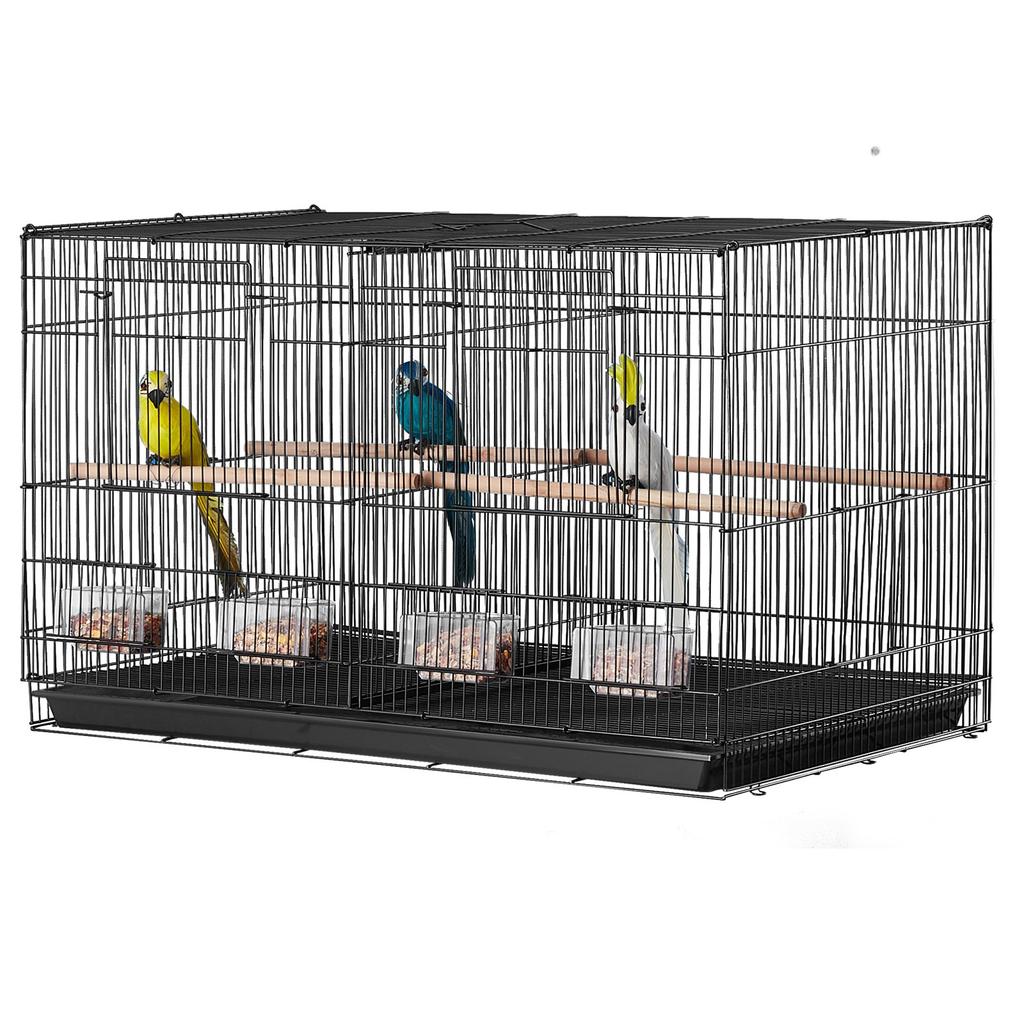 VEVOR Bird Cage, 18 In, Small Parakeet Cage with Divider, Sturdy Metal Bird Flight Cage, Travel Birdcage with 5 Perches & 4 Feeding Cups