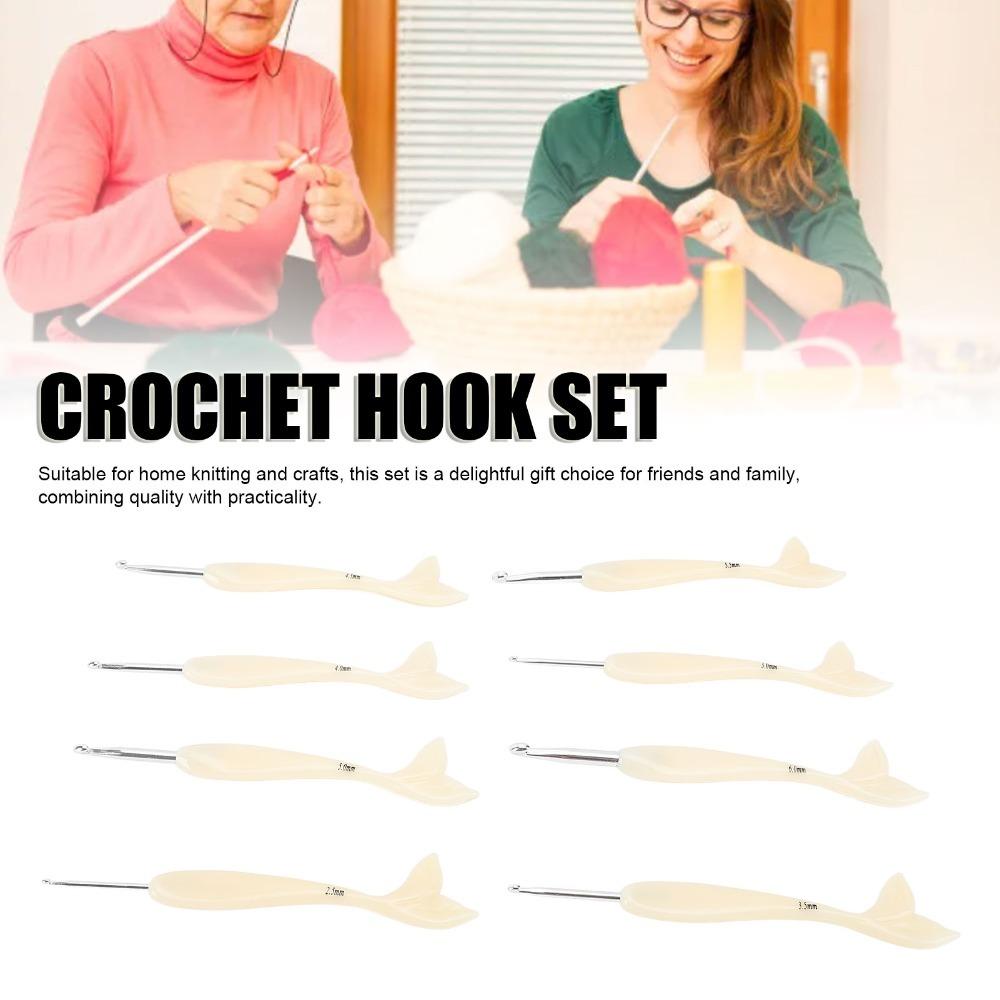 

8pcs Fish Tail Handle Ergonomic Crochet Hook Aluminum Fish Tail Handle Crochet Hook Knitting