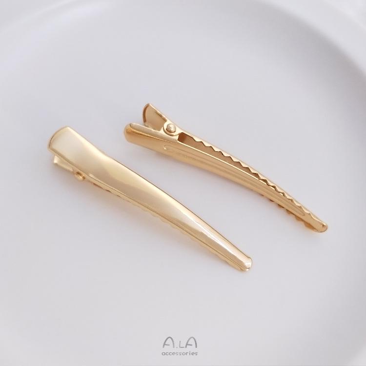 14K Gold-Filled Duckbill Hair Clip with Thickened Square Design