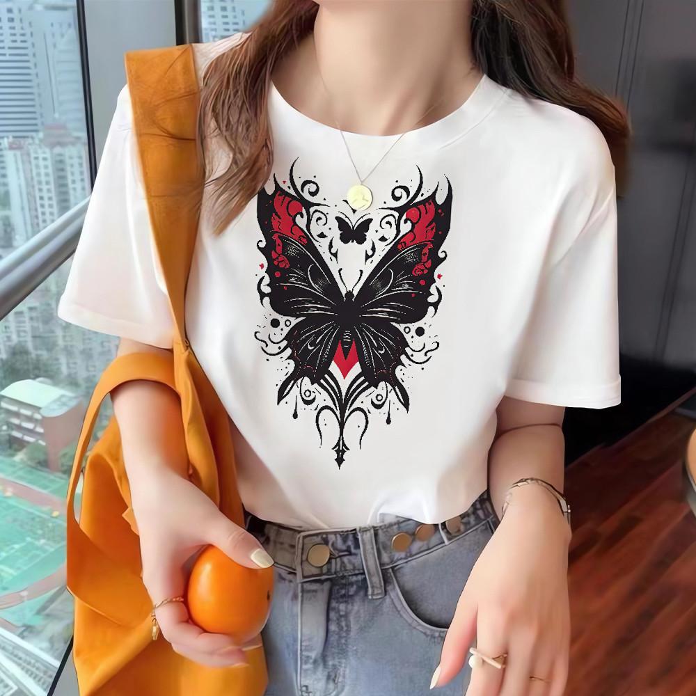 

Printed 3D butterfly print women s round neck short sleeved T-shirt casual fashion top 6XL