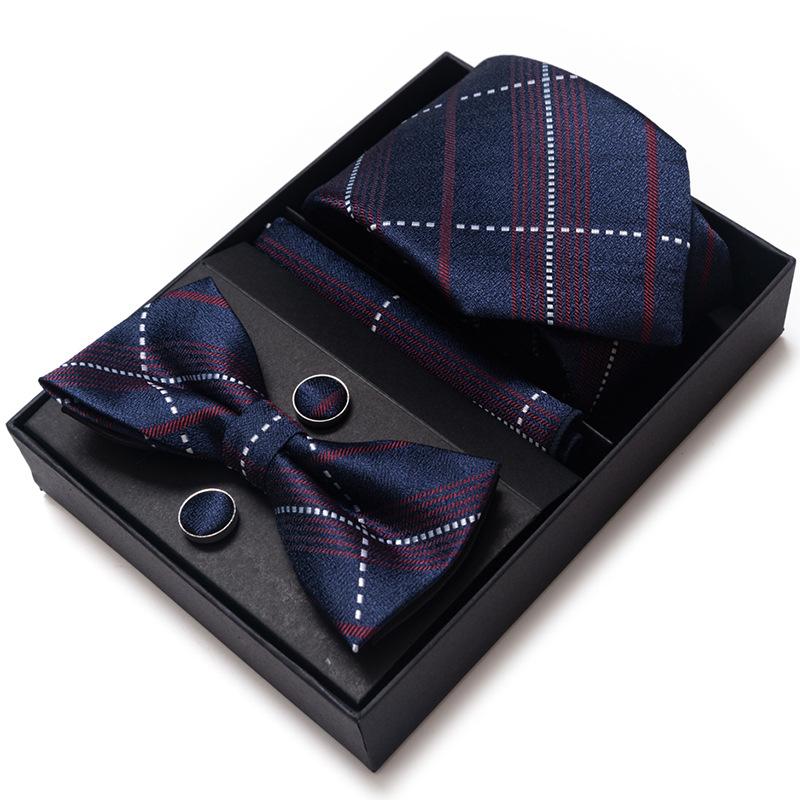Men'S Business Dress Party Tie Gift Box Fashion Tie Square Scarf Combination Set Tie Bow Tie Set