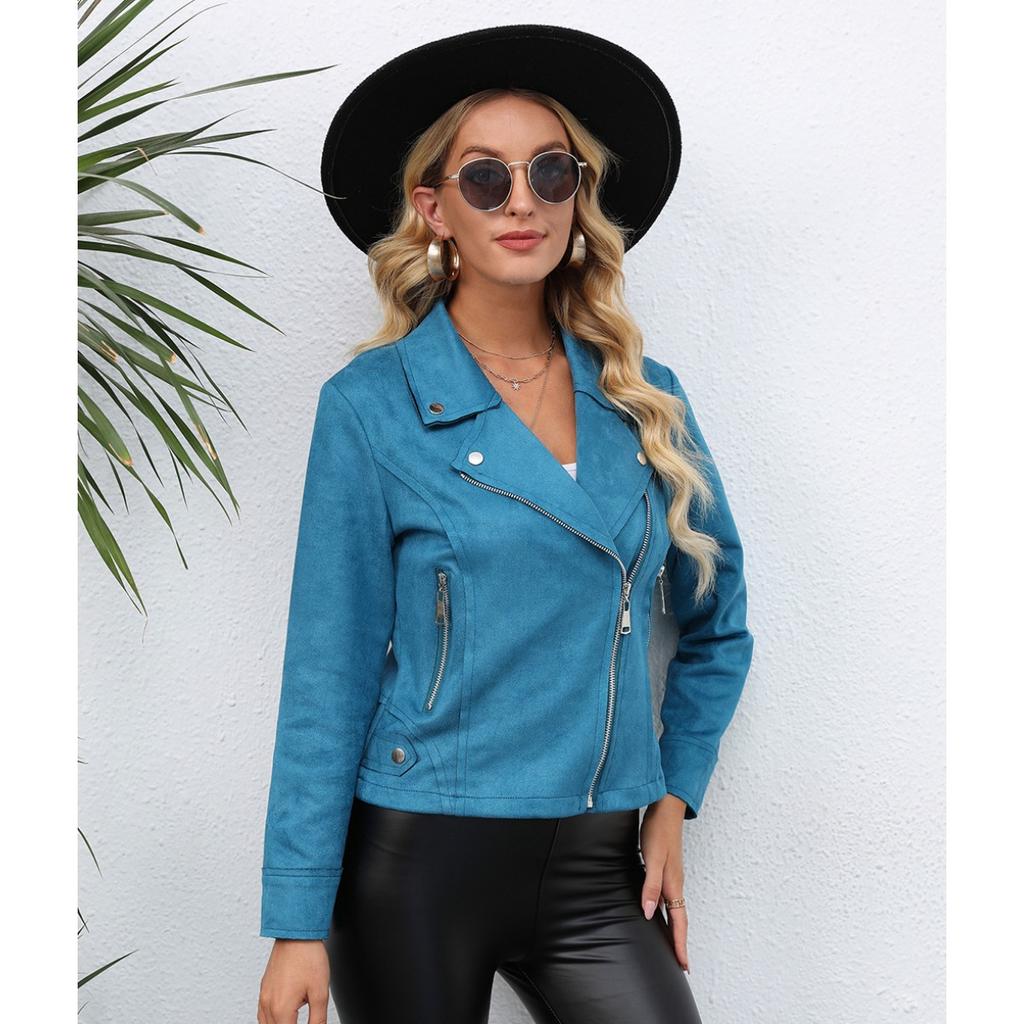 Spring Autumn Women's Lapel Zipper Long Sleeve Blazer Coat, European Style Casual Outerwear for Women, Leisure Wholesale Women Clothing