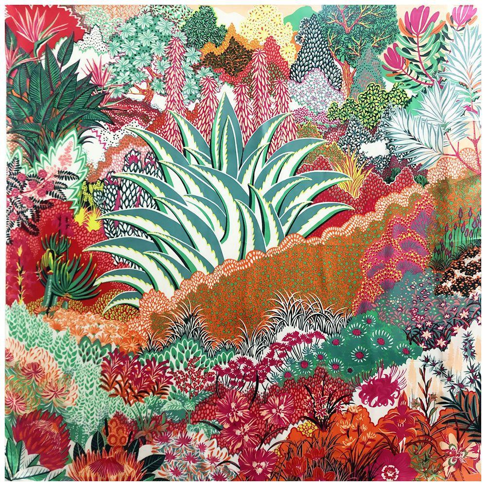 POBING Silk Scarf Women Large Shawls Plant Garden Stoles Square Bandana Luxury Kerchief Hijabs Scarf Female Foulards 130CM