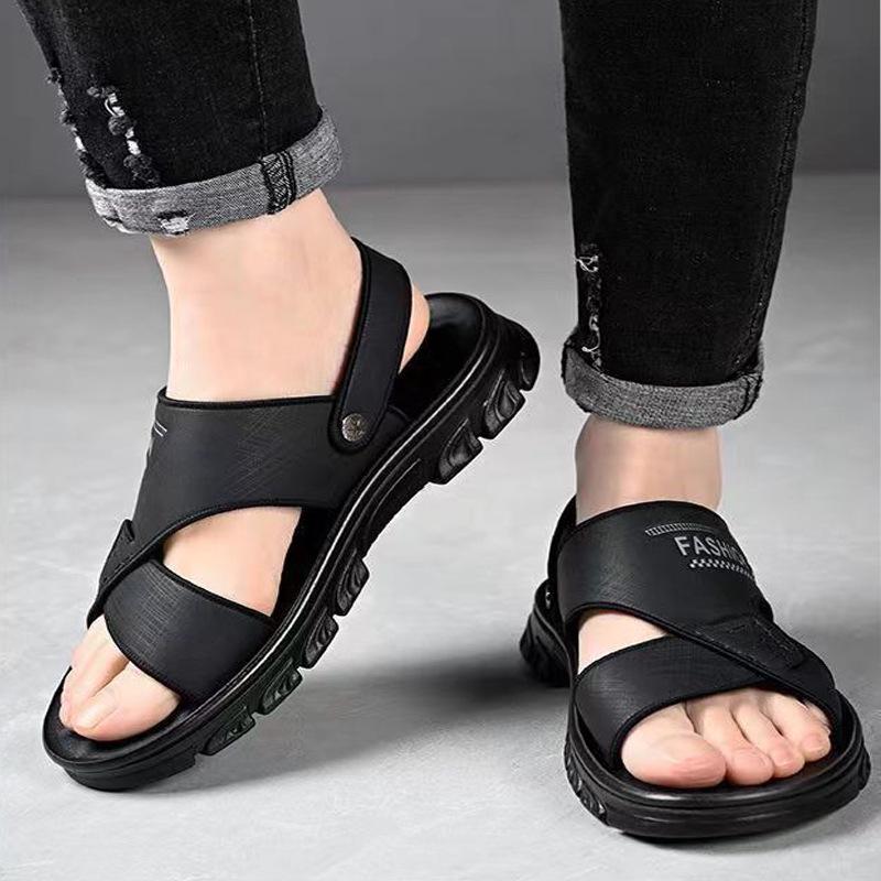 Herren Sommer Mode Rutschfeste Ledersandalen - Vielseitige Weiche Sohle Strand-Slipper