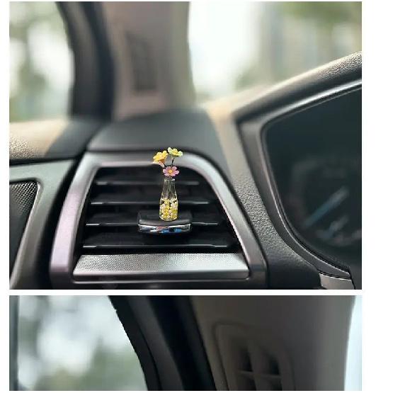 Cute Anime Car Interior Decoration Mini Rabbit And Vase Auto Dashboard Rearview Mirror Ornaments For Gifts Car Accessories
