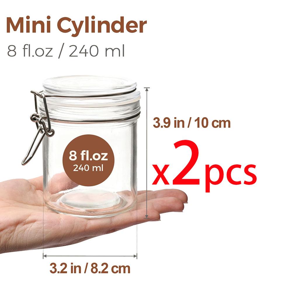 

8oz Glass Jars with Airtight Lids,Cylindrical Jelly & Spice Jars for Pantry Organization, 240ml Small Canisters with Wire Clamp