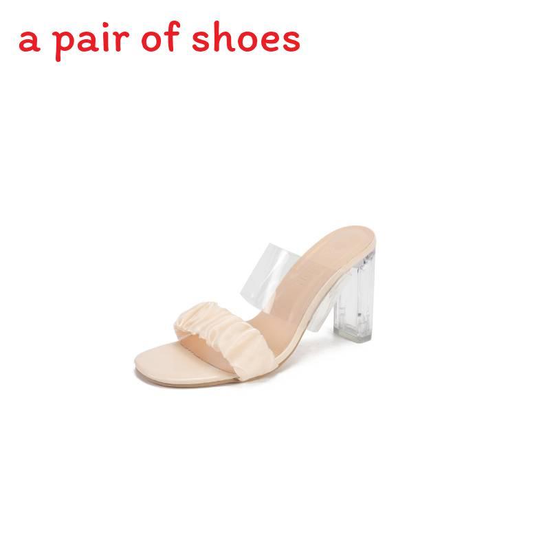 Summer Transparent Pvc Flat Sandals With Block Heels For Women