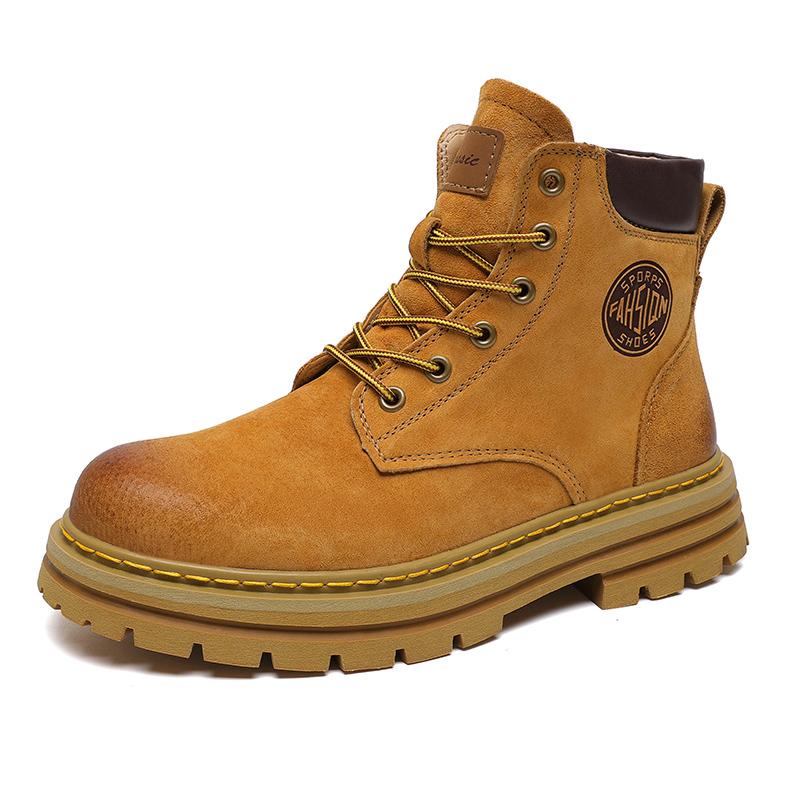 

Мужская обувь для улучшения носки Высокие ботинки Водонепроницаемая кожа Нескользящие большие желтые ботинки мужские дезодорирующие ботинки 36