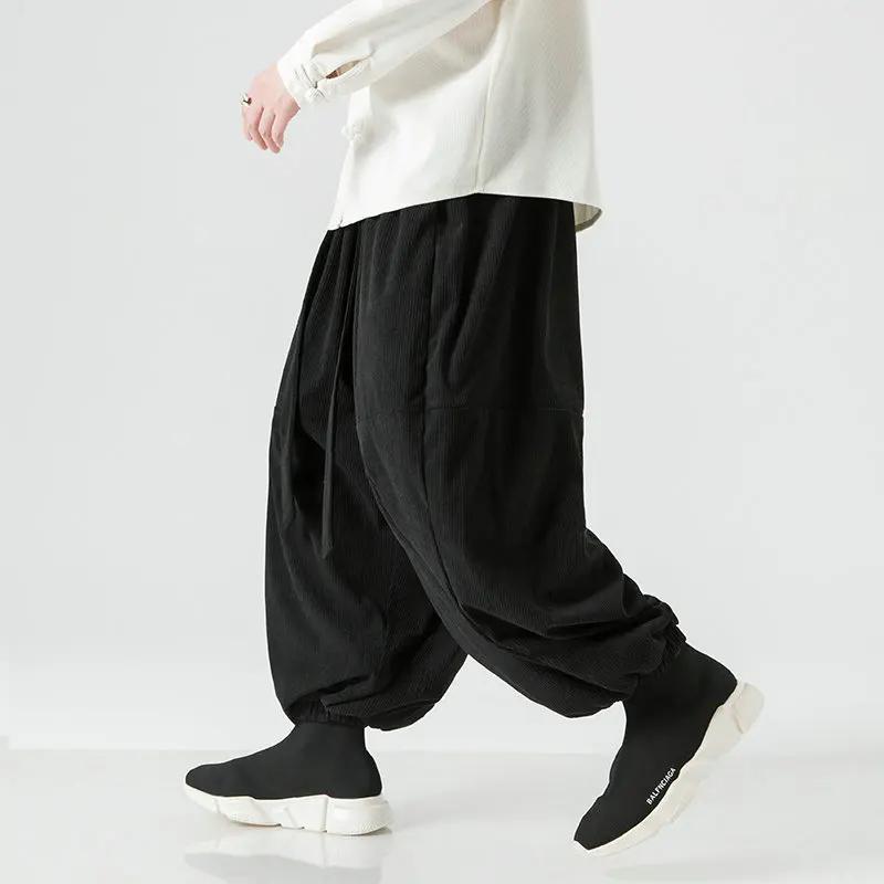 Pantaloni a Coste da Uomo Oversize Casual Autunnali Gamba Larga Streetwear Pantaloni Harem Uomo Donna Vita Elastica Pantaloni Larghi