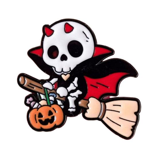 Halloween Brooch Pins Cute Cartoon Pumpkin Ghost Mummy Spider Enamel Badge C