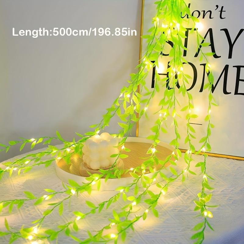 Artificial Willow Leaf LED String Lights, USB Powered Copper Wire Fairy Lights, Green Vine Garland for Indoor Outdoor Garden Patio Party Decoration