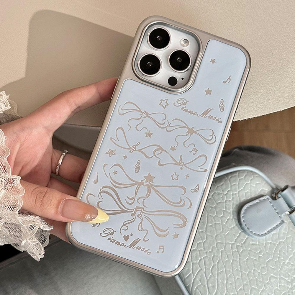 

New Ins Style Cute Bow IPhone 16 Protective Case 14p Mobile Phone Case Girl Apple 15 Electroplated Glue Apple 12