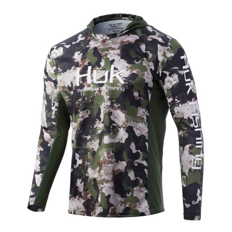 Men's Fishing Clothes HUK Long-sleeved Hooded UPF50 Sun Protection UV Breathable Quick-drying