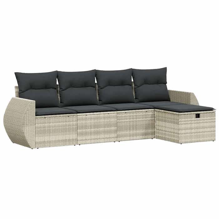VidaXL Garden Lounge Set with Cushions 5 Pcs, Patio Sofas, Patio Furniture Set, Outdoor Furniture, Grey 3264088
