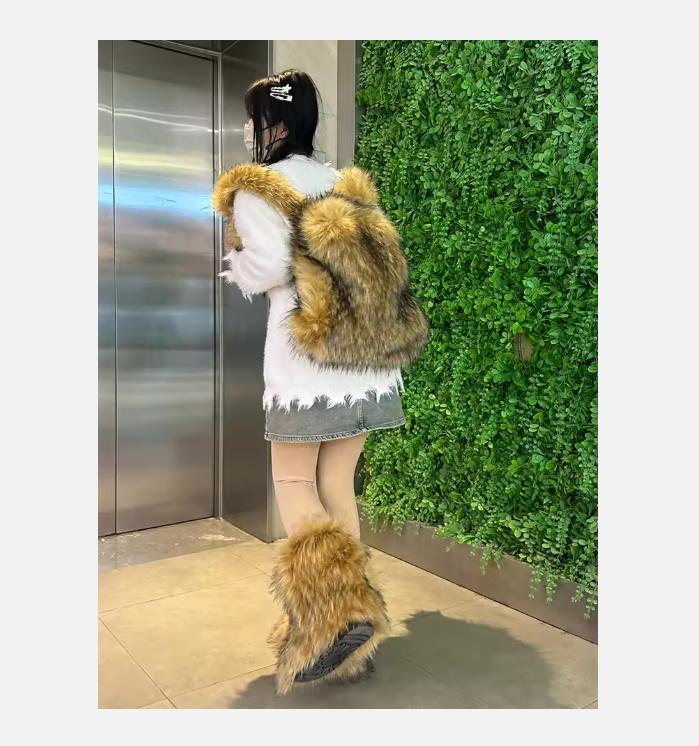 2026 NEW FASHION Y2K Faux Fur FOR Women Backpack Solid Soft Fleece Knapsack Harajuku Style Winter Ladies Bag