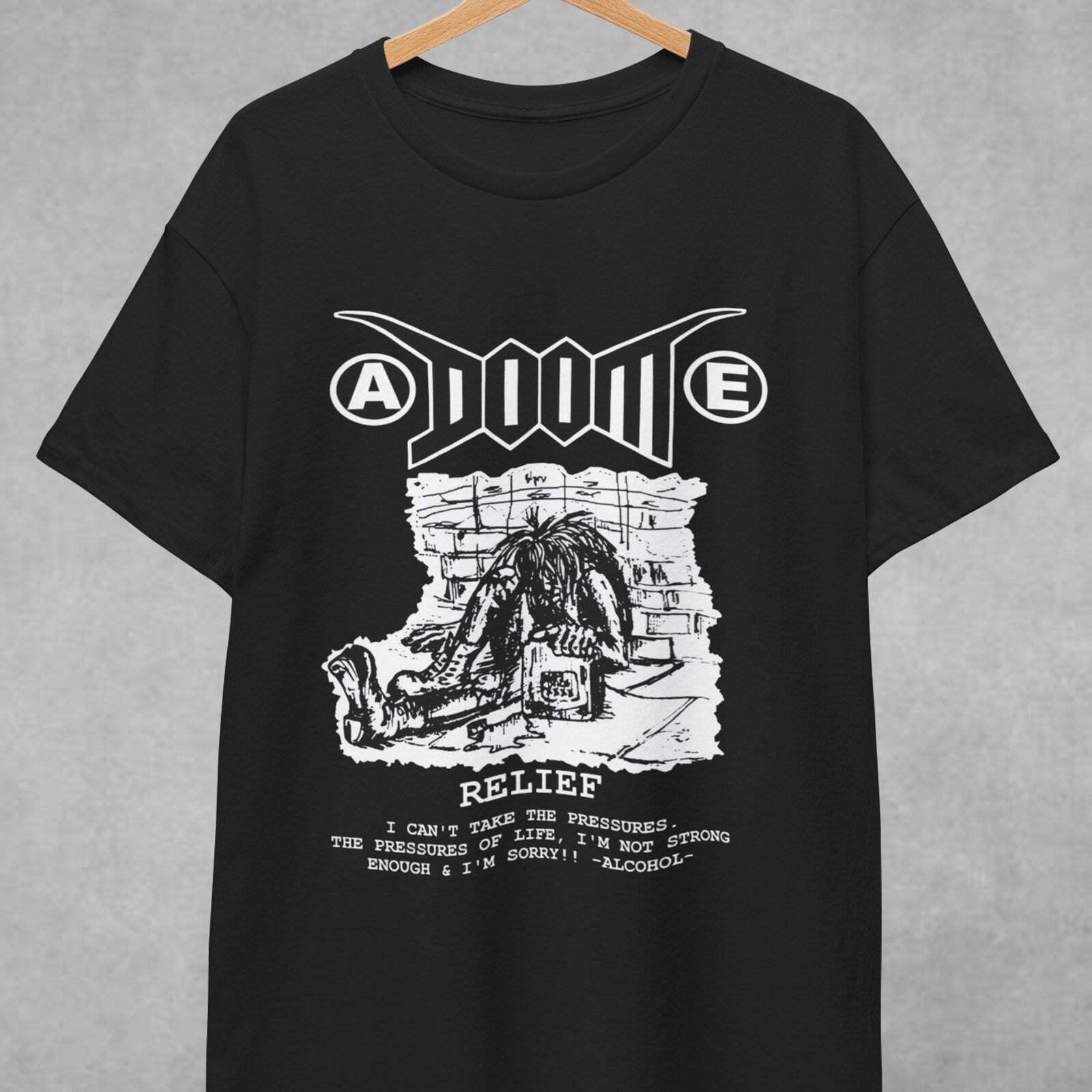 

Doom Unisex T-Shirt Mens Womens Tees Top Tops Tee - Crust Anarcho Punk - Anti Cimex - Nausea - Discharge - Ame 2XL