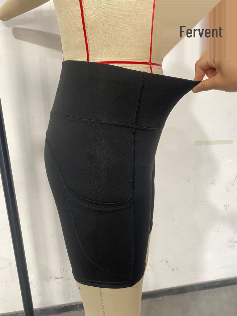 Women's High-Waisted Hip-Lifting Yoga Shorts with Pockets