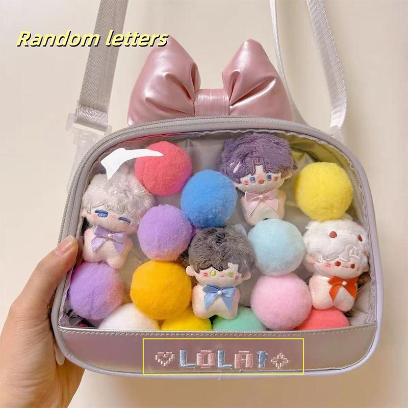 

Japanese Fashion Itabags Cute Bow Crossbody Bags New Soft Versatile Handbags Shoulder Bags Transparent Doll Display Square Bags 22x10x17cm