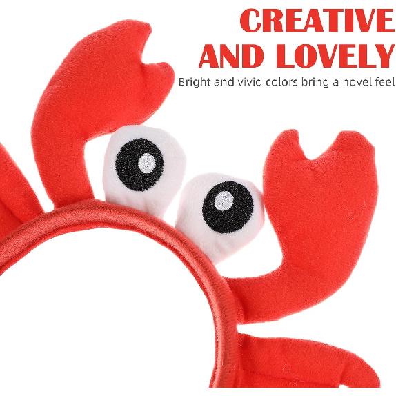 Kisangel Plush Crayfish Headband with Claws - Ocean Animal Photo Booth Props for Cosplay Party Role Play