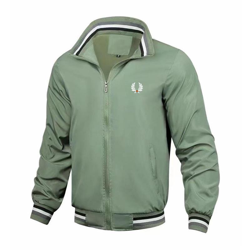 Herren Stickerei Weizen Stehkragen Baseballjacke - Große Größen Lässige Mode für Frühling und Herbst