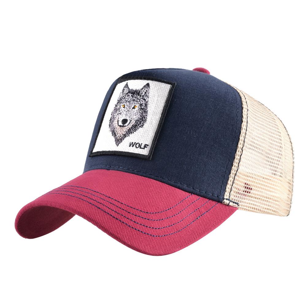 European & American Retro Cotton Embroidered Animal Mesh Baseball Cap