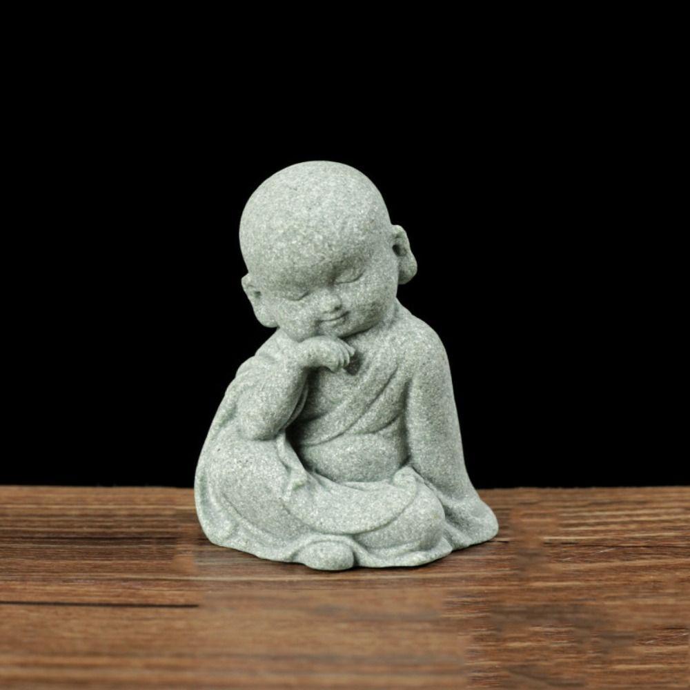 DIY Little Monk Ornament Chinese Style Buddha Statue Mini Bald Monk  Fish Pond Landscaping