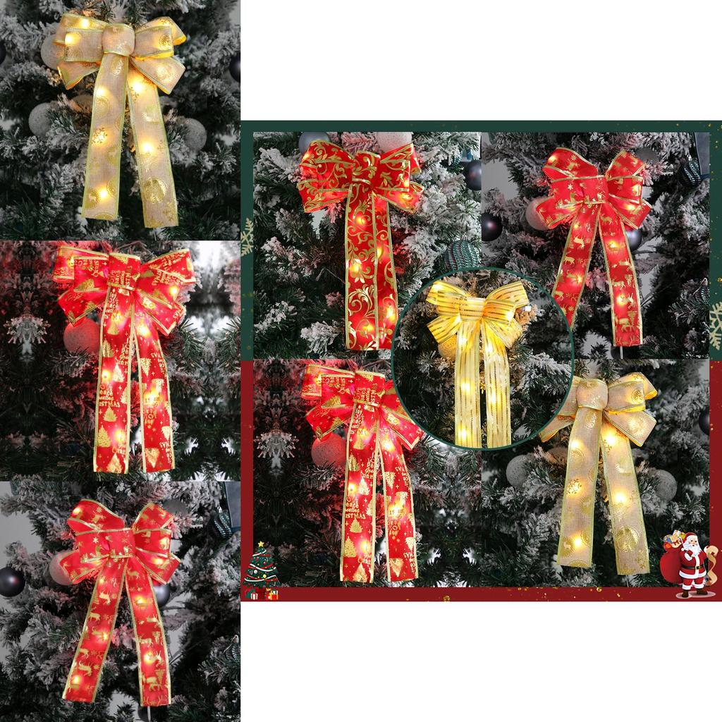 Elegant Christmas Decor Warm Light Bow Hanging Ornament For Festive Tree Display