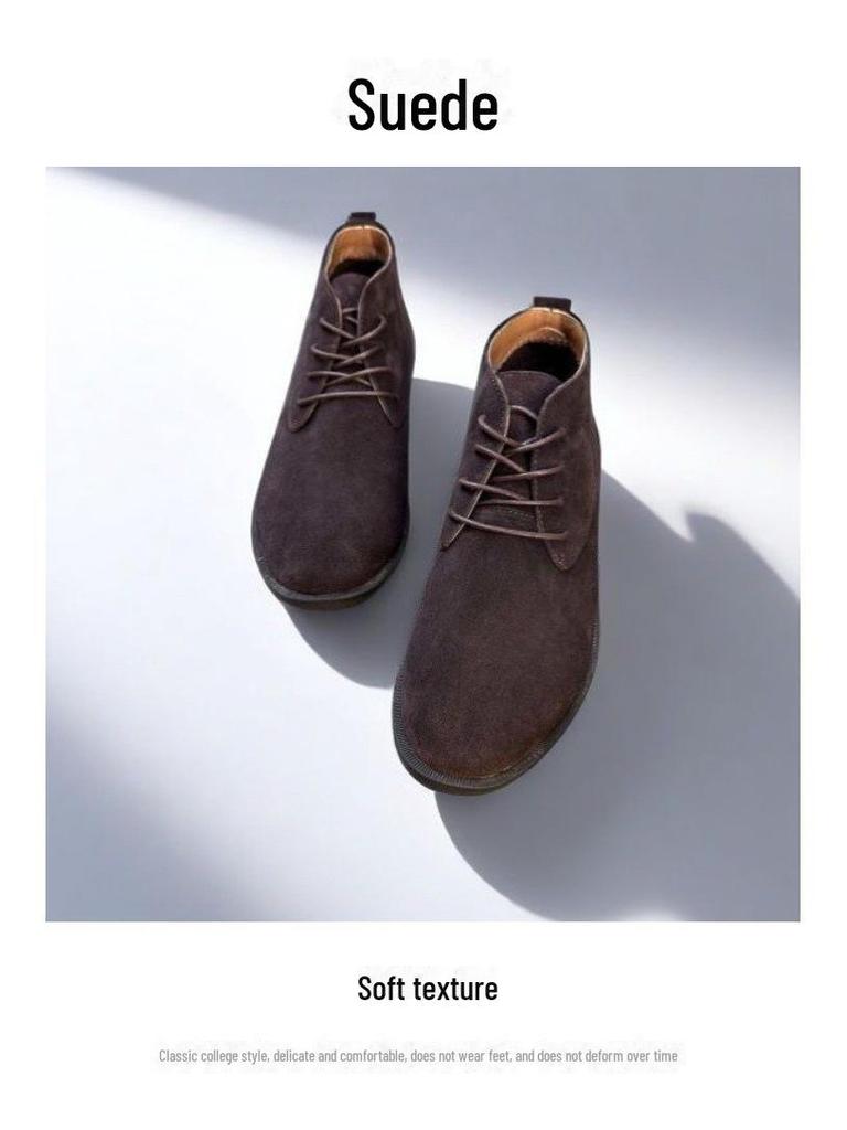Men's Frosted Leather Mid-Top Winter Desert Boots In British Style