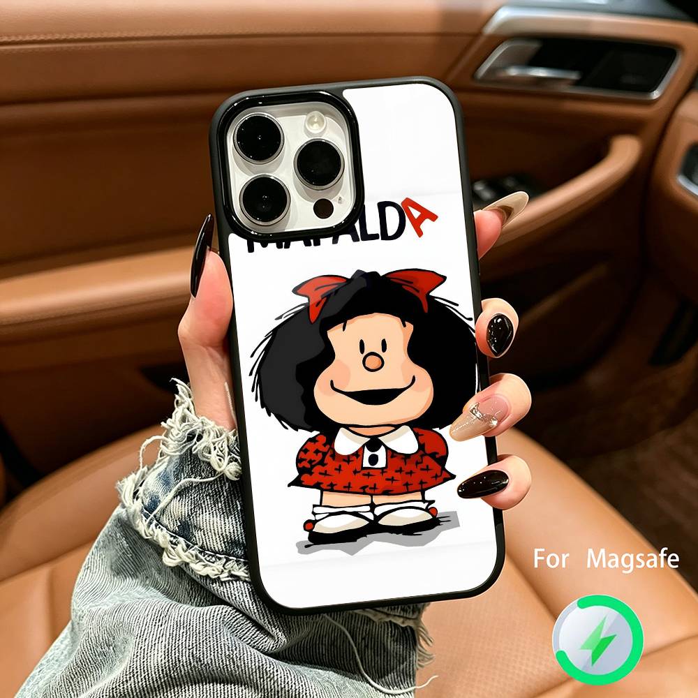 Mafalda cartoon Wireless charging phone case compatible with iPhone 17/16/15/14/13/12/11 iPhone11ProMax