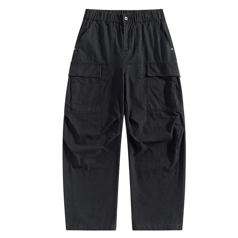Men's Export Surplus Autumn Korean Style Trendy All-Cotton Loose Multi-Pocket Cargo Pants Wide-Leg Casual Long Pants