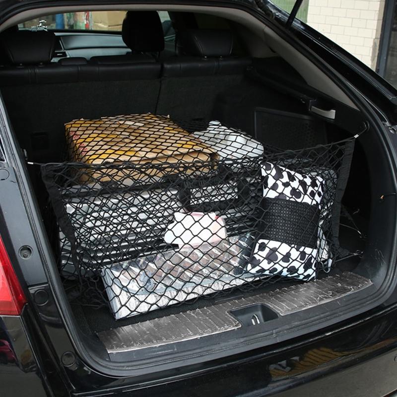 Tear Resistant Automotive Cargo Organizer Breathable Trunk Net With Antislip Hook Attachments Small Item Containment