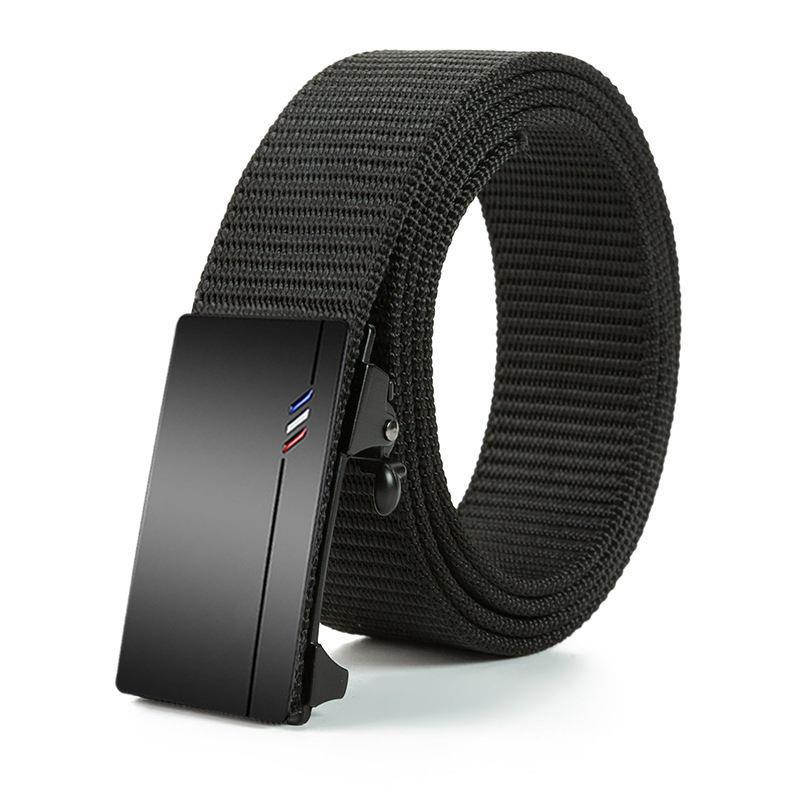 Men'S Toothless Automatic Buckle Woven Canvas Belt Belt Casual Nylon Tactical Pants Belt Military Training Outdoor Belt