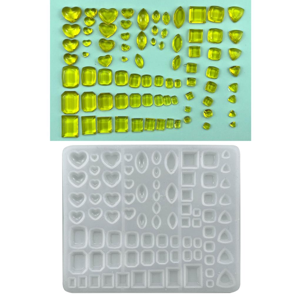 Assorted Diamond Shape Epoxy Mould Heart Square Crystal Pendant Resin Mould Ice Cubes Silicone Mold DIY-Jewelry Tool