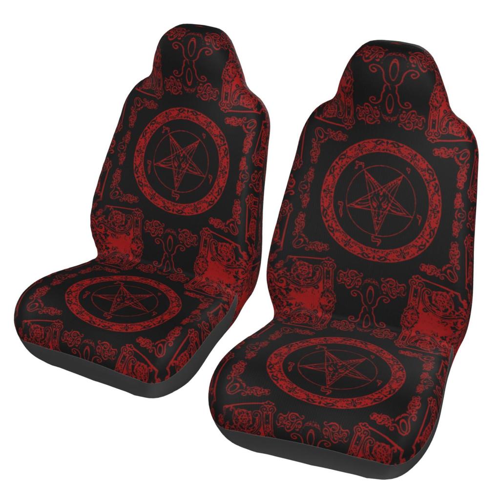 Das Sabbatische Ziegen Baphomet Autositzbezüge Set für Damen 2 Stück Auto Frontsitzschutz Universal Auto Innenzubehör Voll