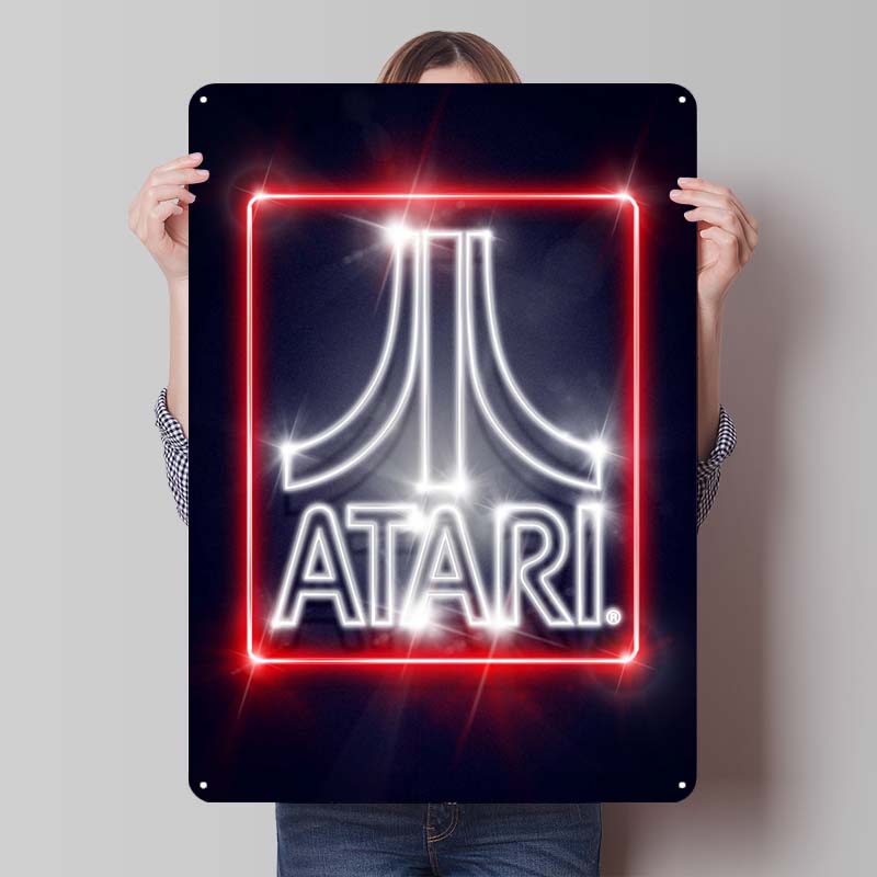 A-Atari Posters Classic Game Metal Signs Wall Decor Custom Tinplate Plaques for Gamers Gaming Room Decoration Art Mural Man Cave