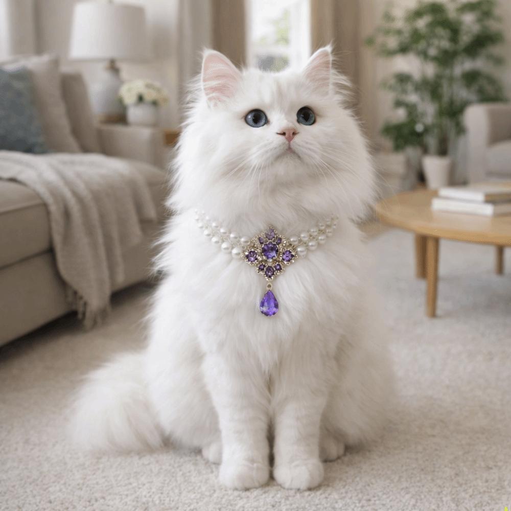 Vintage Pet Pearl Collar Double Layer Cat Neck Chain Elegant Dog Princess Necklace  Photography