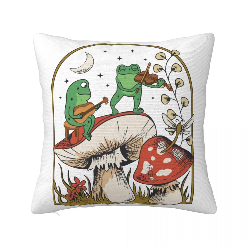 Cottagecore Aesthetic Frog Goblincore Grugne Fairycore Mushroom Pillow Covers Home Cushion Cover Cool Throw Pillow Case 4040