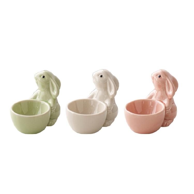Compact Eggs Holder Rabbit Shape Household Eggs Holder Ceramic Eggs Tray